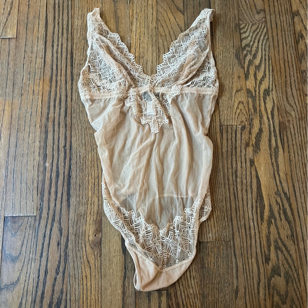 Cosobella lusso Papyrus Teddy Elegant Lace Bodysuit Tan sz small sexy lingerie